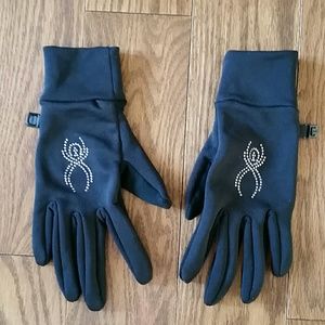 Black Spyder Gloves with light pink accent